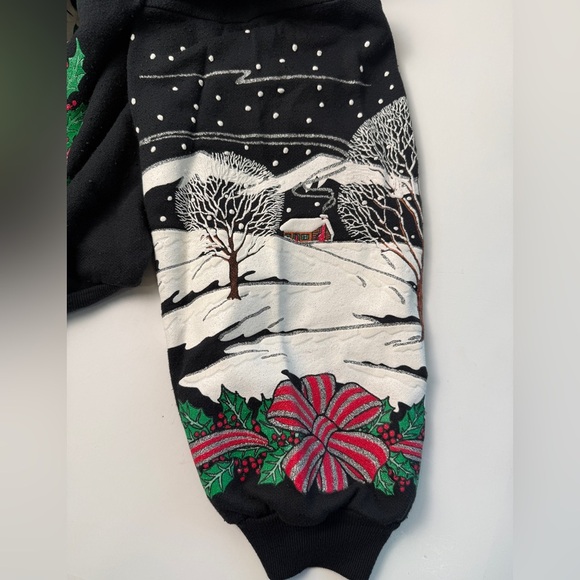 Nutcracker Vintage Holiday Sweater Black w/ Christmas/Winter Scene Size 24W/44 - Picture 5 of 11
